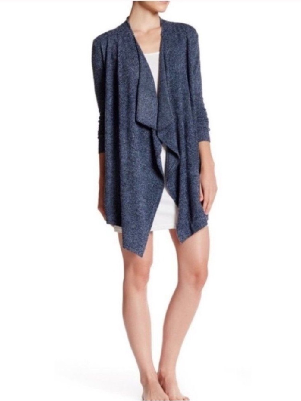 Barefoot Dreams Navy Blue Open-Front Draped Cardigan Large XL - Picture 2 of 9